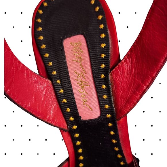 Betsey Johnson red/black lace peep toe slingback heels - Picture 4 of 6